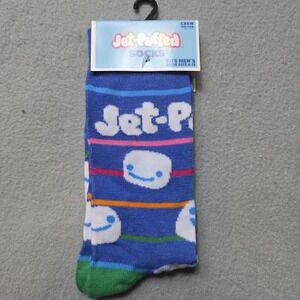 Jet-Puffed Socks Mens One‎ 6-12 Blue Crew Marshmallow Striped Novelty Odd Sox